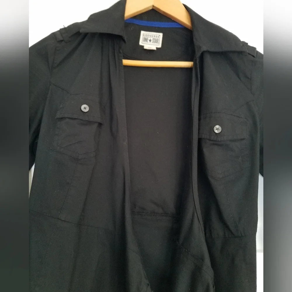 Converse One Star Black Wrap  Dress 3/4 roll sleeve tab Tie Size  XS - Picture 4 of 11